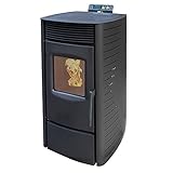 NEMAXX® Pelletofen P9 - Pelletheizung mit 9 kW – Pelletofen [HOHE HEIZLEISTUNG] – Pelletofen Elektrokamin Wi-Fi Ready – Pelletofen mit hoher Wärmeabgabe & Überhitzungsthermostat – Schwarz