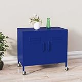 HETFTJN Metall Aufbewahrungsschrank Marineblau 60x35x56 cm mit Rollen und Bremsen, Stahlschrank für Lagerung und Organisation im Haushalt, Garten und Büro