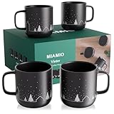 MIAMIO - Weihnachtstassen 4er Set 500ml (schwarz) / Kaffeebecher für Weihnachten, minimalistisches Wintermotiv, Weihnachten Geschenk/Spülmaschinen- und Mikrowellenfest – Vinter Kollektion