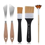 Dimeho 5-teiliges Malmesser-Set, Hintergrundmixer, Flachpinsel und Fächerpinsel, Künstler-Palettenmesser aus Edelstahl, 5 cm und 2,5 cm Landschaftspinsel für Leinwand Acryl Ölgemälde