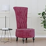 LAPOOH Polsterstuhl mit Hoher Rückenlehne Weinrot Samt Knopfheftung, Fernsehsessel, Kinosessel, Lesesessel, Tv Sessel, Ohrensessel, Armsessel, Seselstuhl Wohnzimmer - 352467