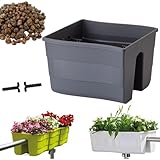 Blumenkasten 29x29x20 cm | Balkonkasten mit Bewässerungssystem und Gummikappen für Wasserablauf | Übertopf für Balkon oder Garten| Pflanzentopf schützt Wurzeln und verhindert Staunässe | Anthrazit