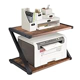 Awoyep Druckerständer Druckerhalter Druckertisch Mikrowellen Regal: 2 Stöckiger Desktop Drucker Stand Mikrowellengestell Mehrzweck Schreibtisch Organisator Bäckerregale Küchenregal (Braun)