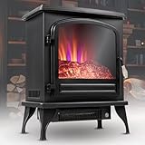 Heidenfeld Elektrokamin EK100 | 𝟯 𝐉𝐀𝐇𝐑𝐄 𝐆𝐀𝐑𝐀𝐍𝐓𝐈𝐄 - 2000 Watt - Energiesparende LEDs - Glasfront - 2 Heizstufen - 3D Flammeneffekt Kaminfeuer - Kaminofen Bis 30 m² (Schwarz 2.0)