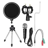 Lazmin112 Kondensator-Aufnahmemikrofon,3,5-mm-Computer-Mikrofon-Set Effektive Rauschunterdrückung,für Karaoke-Gaming-Podcast-Videokonferenzen,für Mobiltelefone und Computer