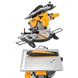 Hoteche 210MM Kappsäge Multifunktionssäge 1200W 4500RPM Kupfermotor Tischkreissäge mit TCT Sägeblatt 210x30mm 24T für präzise Schnitte 0° 45° mit Zubehör und verlängernden Stangen