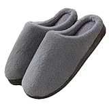 Generisch Herrenschuhe Schuhe Damenhausschuhe Weich besohlte Baumwolle Warm Home Indoor Herrenhausschuh (Grey, 44-45)