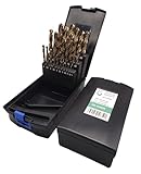 PRO by Lienemann® Metallbohrer Set | HSS Co Bohrer 1-13 mm | Edelstahlbohrer Set 25-tlg. | HSS Cobalt Bohrer Kassette DIN 338, Typ N | Metallbohrer Profi | Art. Nr. RK434025