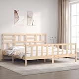 ULUYYUC Massivholzbett, Gartenbett Familienbett Gästebett Bettgestell Geeignet für Zimmer Mieten Schlafzimmer Arbeitszimmer Wohnzimmer mit Kopfteil 200x200 cm