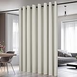 Deconovo Blickdicht Vorhänge mit Ösen Raumteiler Vorhang Verdunkelung Gardinen Wohnzimmer Verdunklungsvorhänge Thermogardine Schlafzimmer Kälteschutz, 290x254 cm(HöhexBreite), Hellbeige, 1 Stück