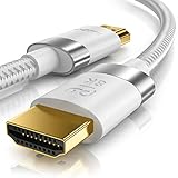CSL - 8k / 4k HDMI Kabel 2.1/2.0-2m - 8K @ 60Hz / 120Hz - 4K @ 240Hz - 48 Gbit/s - 3D - Ultra High Speed mit Ethernet - TV Blu-ray PS5 Xbox Series X Switch - weiß - 2 Meter