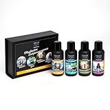 FRESH AURA Saunaaufguss Set – Meditative Entspannungsoase – 4×100 ml natürliche ätherische Öle – Ergibiege und Langanhaltende Saunadüfte - Wellness & Entspannung | Made in Germany