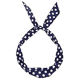 ClodeEU Paisley Rockabilly Wired Headband Polka Dot Tartan Retro Schal Draht Haarband für Damen Mädchen Haarschmuck Hochzeit Party Urlaub Elegant Dress Up, navy, Einheitsgröße