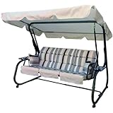 Hollywoodschaukel, 3-Sitzer, 200 x 120 x 170 cm, gestreift, Gestell aus lackiertem Stahl
