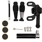 Reifenreparatur Kit | 120psi Mini -Pumpe für Straßen- / Bergfahrten | Aluminiumlegierung Tragbare Inflationspumpe mit 16 Zubehör | Blitzt Sportbälle/Poolspielzeug (Black)