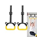 Übungsringe mit Gurten – tragbare Trapezstange und 2 Übungsringe | Verbesserte Sicherheit und Haltbarkeit, rutschfeste Gymnastikringe, professionelles -Fitnessgerät, Kinder-Klimmzughilfe