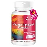 Vitamin & Mineral Komplex - 30 Kapseln ! 1-MONATS-VORRAT ! Multivitamin-Präparat in sicherer Dosierung - Bioverfügbare Supplements aus Deutschland | Vitamintrend®