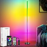 NIKYJM LED Stehlampe Wohnzimmer 145cm RGB Stehlampe Dimmbar Standleuchte LED Ecklampe mit Fernbedienung und APP, 16 Millionen Farben, 300 Szenenmodi Musikmodi DIY-Modus für Wohnzimmer Wohnzimmer Büro