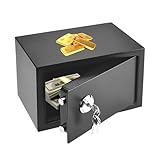OUBUBY 4.6L Kleiner Safe Tresor für Zuhause 23×17×17 cm Feuerfester Tresor mit 3 Schlüssel Wandtresor Diebstahlsicherer Möbeltresor Mini-Tresor für Eigentumsurkunden, Rechnungen, Bargeld