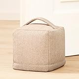 Praknu Türstopper Sack für Den Boden - Extra schwer 1Kg - mit Waschbarem Bezug, Tragegriff & Rutschfesten Pads - für Haus & Büro (Beige)