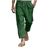 Herrenhose aus Baumwoll-Leinen, Sommerhose mit Kordelzug, elastische Taille, gerades Bein, atmungsaktiv, bequem, lässig, leicht, weich, für Yoga, Strand, Wandern, Alltag, mehrere Farben und Größen