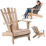 KADAX Adirondack Stuhl, Gartensessel aus Holz, Gartenstuhl mit Hoher Rückenlehne und Armlehnen, Relaxstuhl, Outdoor Holzsessel für Garten (Naturholz)