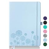 Qefuna Notebook-Tagebuch für Frauen, Notizbuch A5 Leder Journaling Notebooks für die Arbeit, 200 Seiten Reisetagebuch für Frauen Männer mit Stifthalter und Farbband, 5.78'×8.34'(Blau)