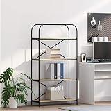 Mandloder Modernes Regal Sonoma Eiche 80x30x146 cm, Holzwerkstoff, freistehend, mit 4 Böden für Bücher, Deko und Pflanzen, stilvolle Aufbewahrung für Wohnzimmer