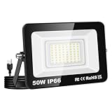 Willpower LED Strahler Außen mit Stecker, LED Scheinwerfer 50W 5000LM Außenstrahler 6000K KaltWeiß Fluter Flutlicht Aussenlampe für Garten Garage Hinterhof Innen, IP66 Wasserdicht