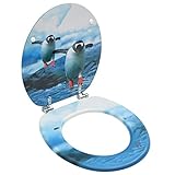 Toilettensitz mit Deckel MDF Pinguin-Design, Xichuzi Klodeckel, Toilettendeckel, Wc Sitz, Klobrille, Wc Deckel, Toilettenbrille,