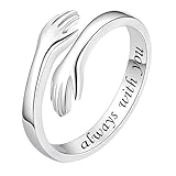Umarmung Ring für Damen, 925 Sterling Silber Ringe Always with You Versprechensringe Verstellbare Fingerring Stapelbare Freundschaftsringe Schmuckgeschenke
