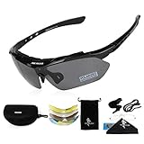 FREE SOLDIER Sportbrille Polaroid Sonnenbrille Herren Fahrradbrille 5 in 1 Taktische Militärische MTB Brille Laufbrille zum Radfahren Fahrt Wandern Fischen Outdoor-Aktivitäten(Schwarz)