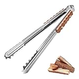 Grillzange Edelstahl: Tragbar Grillzange Holzgriff, Lange Kohlezange, Multifunktionale Kaminzange GrillZange Camping, für Outdoor Grillen, Grill Geschenke für Männer