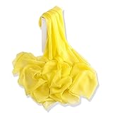 YFZYT Plain Farbe Seiden-Schal für Damen mit Feder Stickerei Muster/Elegantes Accessoire für Frauen/Seiden-Schal/Halstuch/Schulter-Tuch/Schal Chiffon Stola Scarves - Gelb