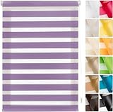 Doppelrollo, 55 x 240 cm, Verdunkelung und transparent, wärmeisolierend, für Tag und Nacht, Fensterblenden, perfekt für Fenster und Dachfenster, Violett