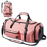 Flintronic 65L Trainingstasche mit großem Schuhfach & Nassfach, Rucksack-Funktion, mit Trolley-Ärmel, Sporttasche Schwimmtasche Fitnesstasche, Tasche für Reisen