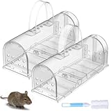 ODOOKON Mausefalle Lebend 2er Set-Hochsensibel Lebendfalle Maus mit Luftlöchern, Einfach zu Bedienen, hygienisch, kein Tierkontakt, tierfreundlich, Mäusefalle, Mouse Trap (Transparent)