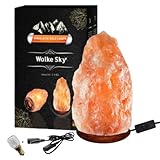 Himalaya Salzlampe 4,5-7 kg mit Kabel & Glühbirne – Natürlicher Ionen Luftreiniger – Handgefertigte Kristalllampe aus Pakistan mit Holzsockel – Für Zuhause & Büro, Stressabbau, Deko Salzsteinlampe