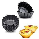 Fysaran Tartelette Förmchen 10 Stück Tartlettförmchen ∅ 6.5cm Antihaftbeschichtung Wiederverwendbare Klein Quicheform Obstkuchenform Puddingform für Kuchen, Gebäck, Pudding