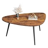 WLIVE Runder Couchtisch Weiß, Wohnzimmertisch Holz mit 2 Ebenen, Sofatisch mit viel Stauraum, für Wohnzimmer, Schlafzimmer, Modern Design (Couchtisch Dreieckiger, Braun)