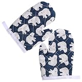 FUNNETOYU Hitzebeständige Ofenhandschuhe Anti rutsch Backhandschuhe aus Baumwolle Ofenhandschuhe für Kochen Backen Grillen Mikrowelle mit Aufhängeloch für Küche Restaurant Haushalt