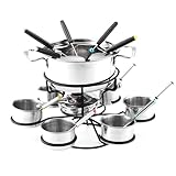 Fondue-Caquelon-Set aus Edelstahl, drehbares Käsefondue-Set, 21-teilig | Fondue-Caquelon mit 6 Gabeln, 6 Schalen, multifunktionales Fondue-Set, Küchen-Set