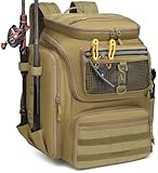 BlesMaller Angelrucksack mit Rutenhaltern 45L große Angeltasche wasserabweisend Angelausrüstung Rucksack für Angeln Wandern Camping Trekking