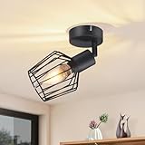Lichtmaler Deckenspots Schwenkbar Wandleuchte Strahler E14 - Deckenstrahler 1 Flamming Schwarz Vintage Deckenleuchte Drehbar 350° Wandstrahler für Flur Badezimmer Küche(ohne Leuchtmittel)