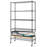 Floordirekt Metallregal dekoratives & Robustes Lagerregal, Kellerregal für Bad, Küche, Büro, Wohn- und Außenräume (Mit Rädern-90x35x150-schwarz-maya: ⌀19mm)