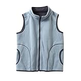 Kinder Jungen Mädchen Fleeceweste Stehkragen Reißverschluss Doppellagiges Polar Fleece Weste Ärmellose Kinderjacke Fleeceweste Einfarbig mit Taschen (Blue, 4-5 Years)