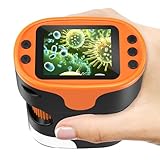 1000X Handy Mikroskop für Kinder 4K 2.0' Bildschirm Wiederaufladbar Digital Mini Taschen Mikroskope mit Objektträger Set Tragbares Bildungsgeschenk Schwarz