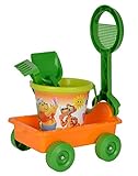 Simba 107132452 - Sandwagen gefüllt, Länge 31cm, 6 Teile, Eimer, Wagen, Schaufel, Rechen, 2x Sandform, Sandkasten, Sandspielzeug