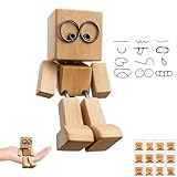 Wackelndes Holzmännchen, Schüttelmann Holz Mit 12 Magnetischen Gesichtsausdrücken, Wackelnde Holzfigur Für Auto Armaturenbrett Und Schreibtisch, Bewegliches Holzmännchen Als Originelles Geschenk