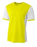 A4 Premier Fußballtrikot für Jungen, Sicherheitsgelb, Weiß, Klein